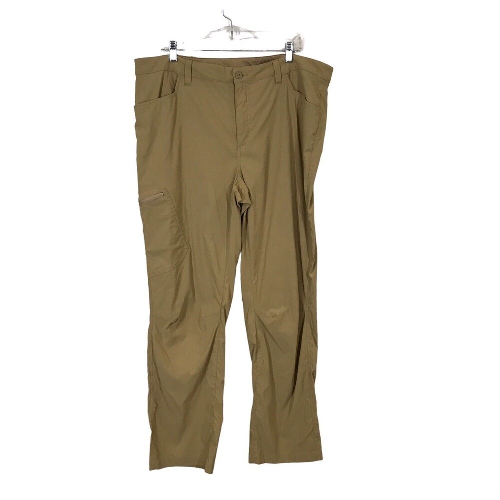Eddie Bauer Men's Size 40x32 Beige Cargo Zip Pockets Nylon Hiking Outdoors Pants